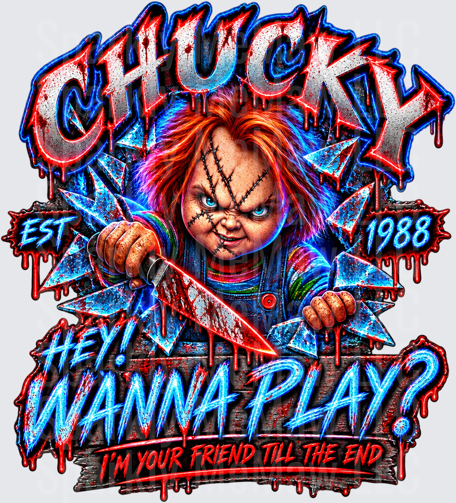 Chucky Hey Wanna Play UV DTF Decal
