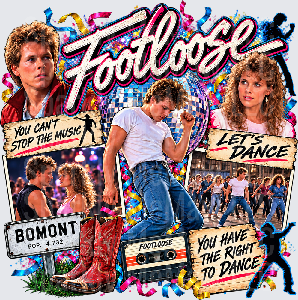 Footloose 80s Movie Collage UV DTF Decal
