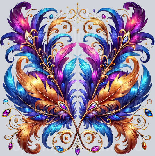 6 Fancy Feathers UV DTF Clip Art Decal