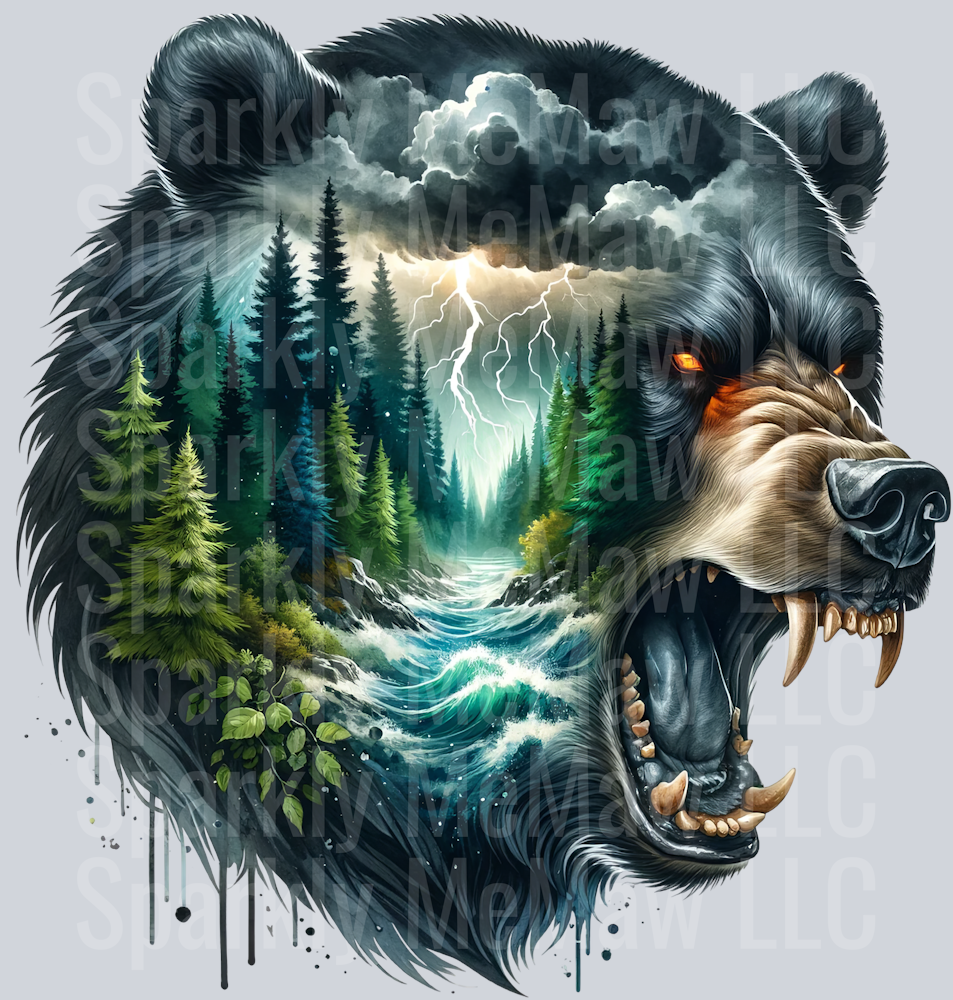 8 Landscape Bears Clip Art Decal