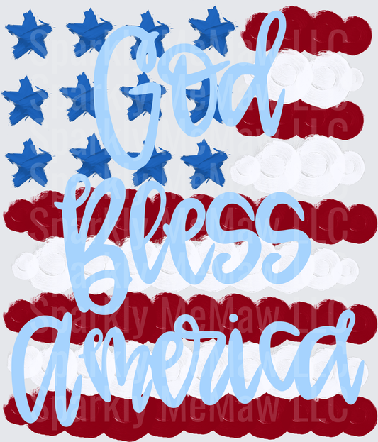 God Bless America Patriotic Flag Design UV DTF Decal