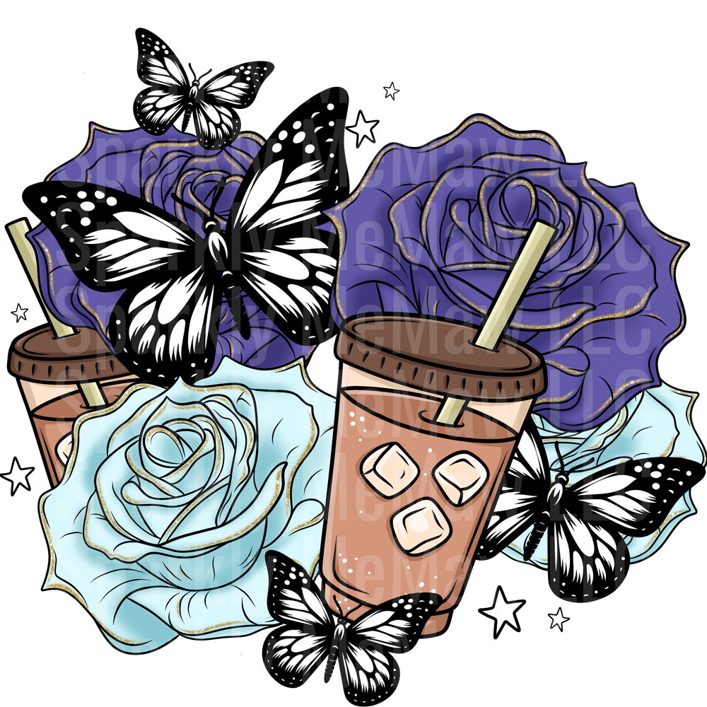 Butterfly coffee uv dtf decal