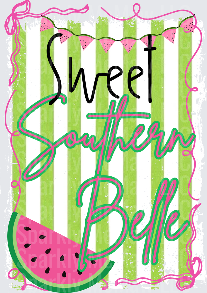 Sweet Southern Belle Watermelon Summer DTF Transfer for Fabric