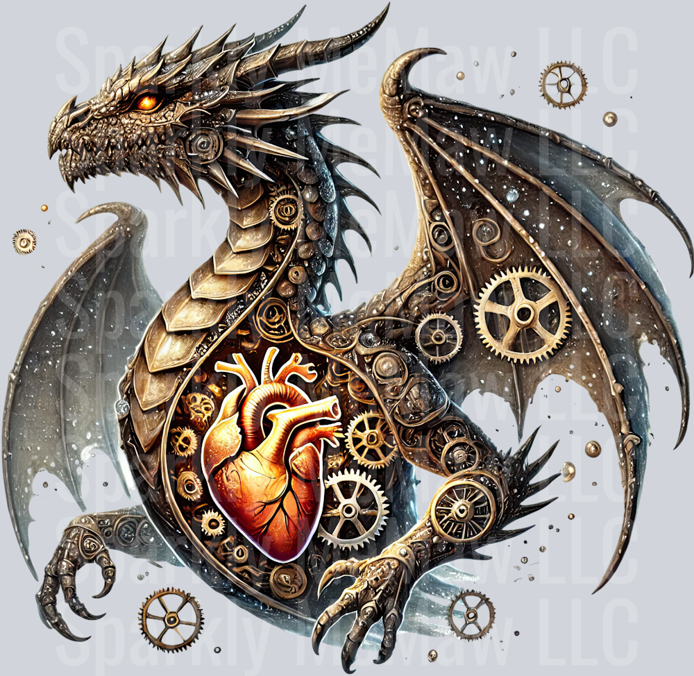 25 Steampunk Dragon UV DTF Clip Art Decal