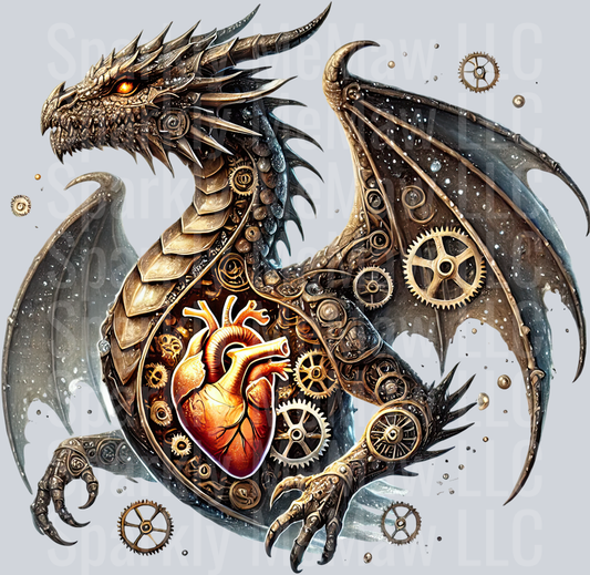25 Steampunk Dragon UV DTF Clip Art Decal