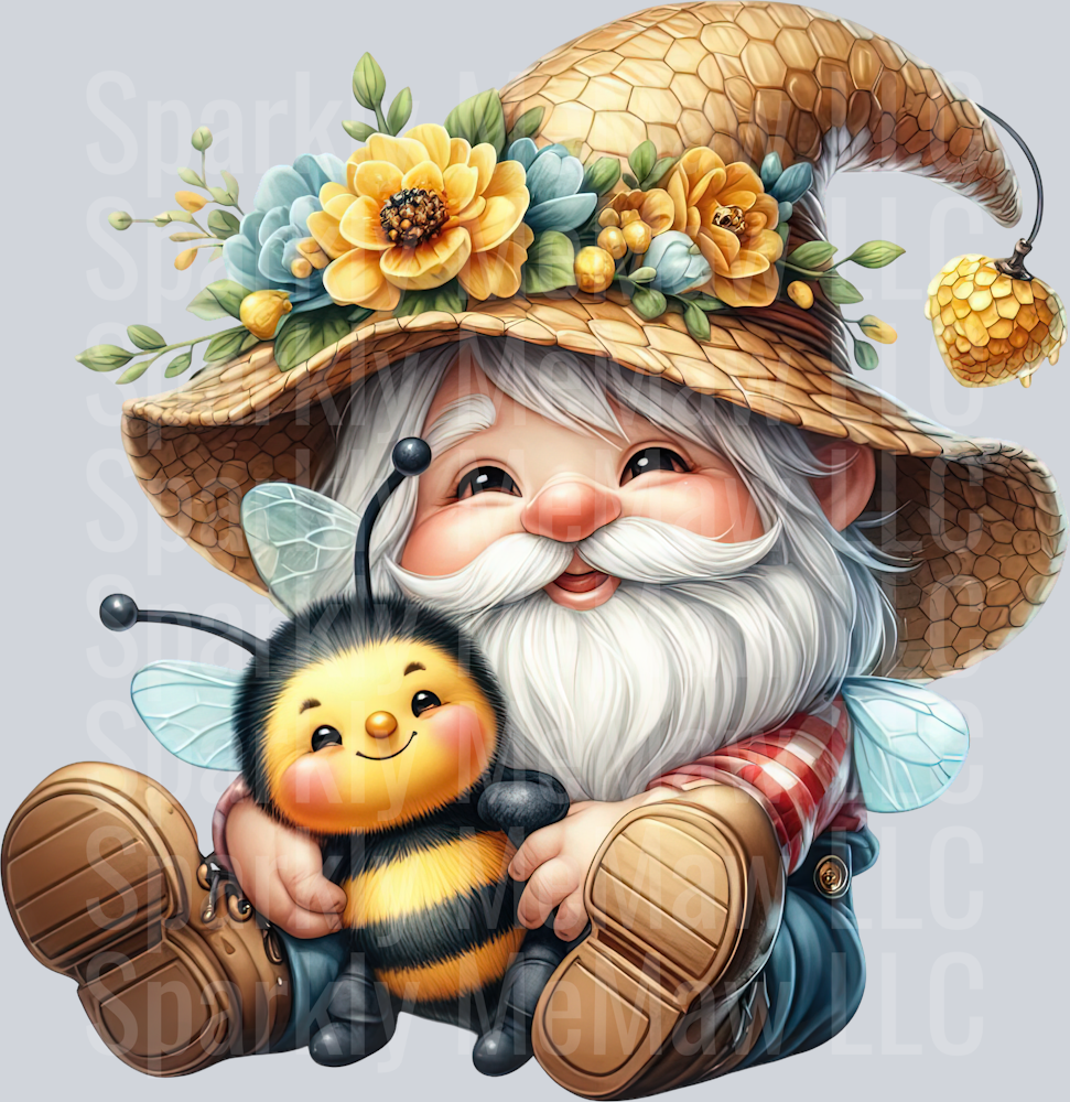 98 Bee Gnome UV DTF Clip Art Decal