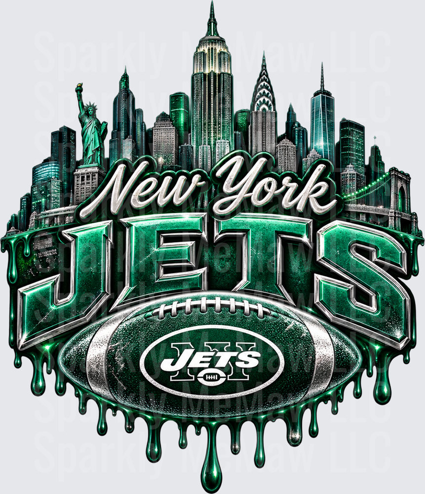 New York Jets Skyline Drip UV DTF Decal