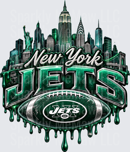 New York Jets Skyline Drip UV DTF Decal
