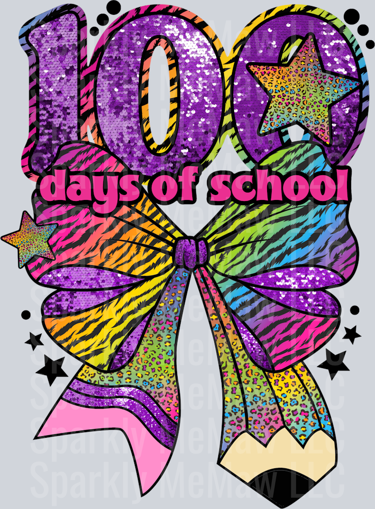 100 days school sequin UV DTF Decal