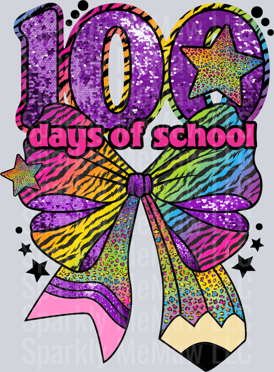 100 days school sequin UV DTF Decal