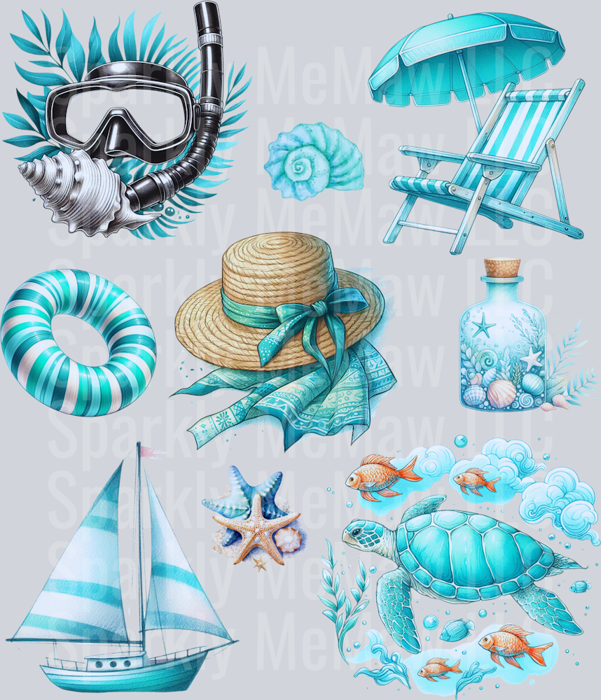 Blue Beach UV DTF Element Sheet