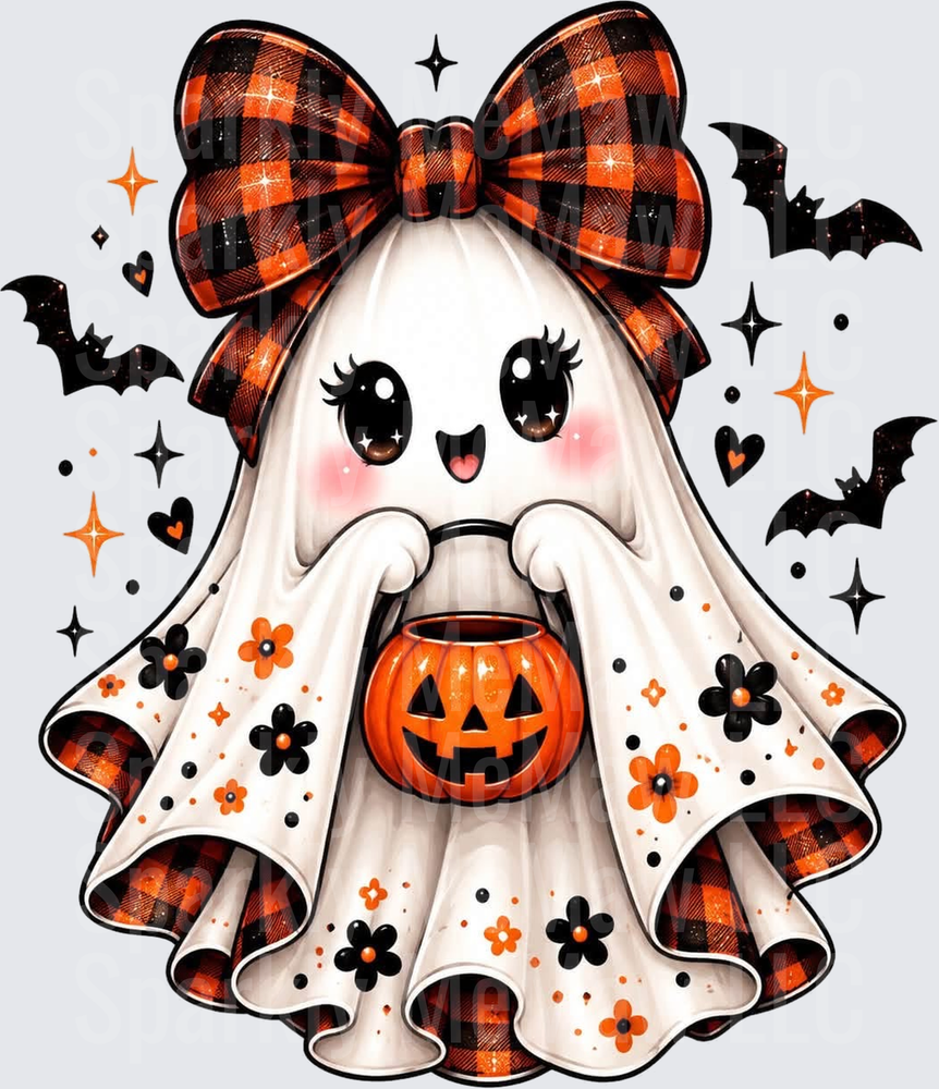 Cute Ghost Buffalo Plaid Bow UV DTF Decal