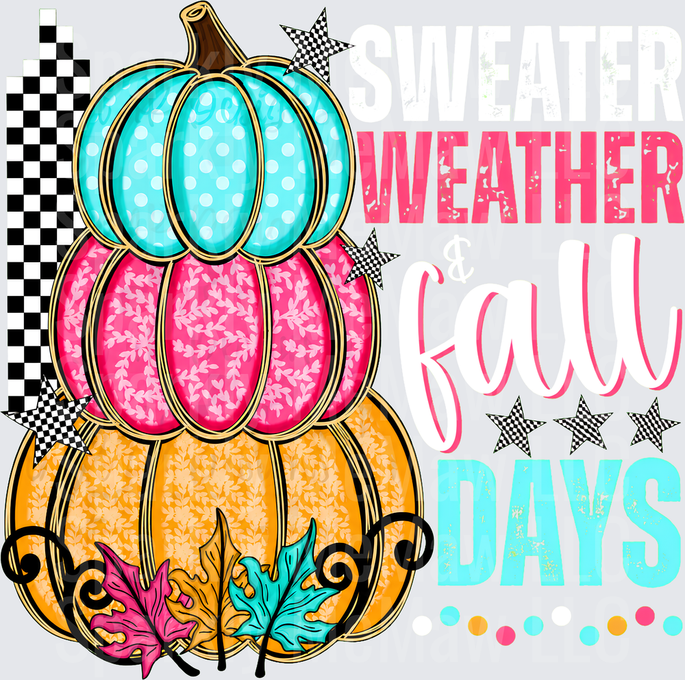 Stacked Pumpkins Weather Fall Days UV DTF Decal