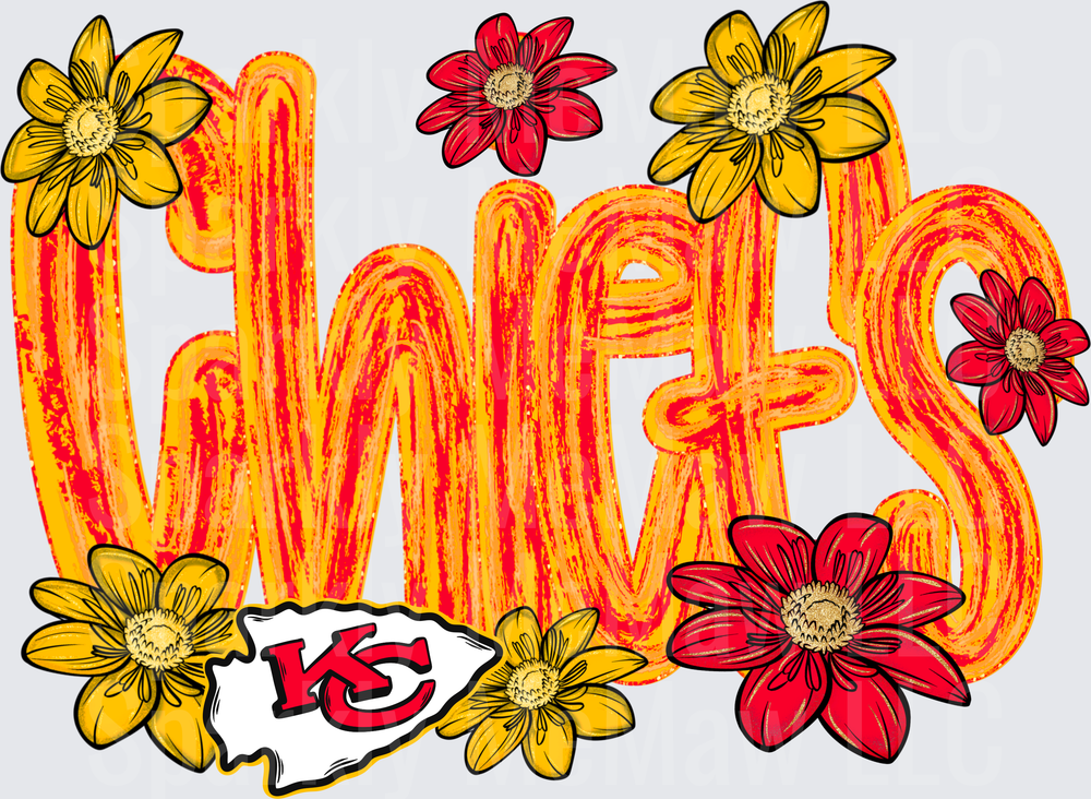 Kansas City Chiefs Wives Floral Typography Design UV DTF Decal