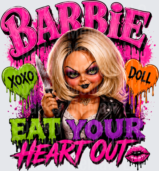 Tiffany Bride of Chucky Barbie Doll Eat Your Heart Out XOXO Horror UV DTF Decal