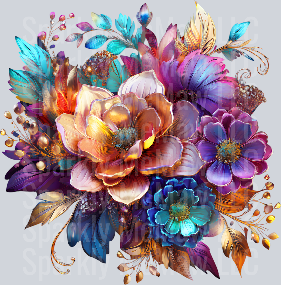 jewel tone floral clipart (140) UV DTF Decal