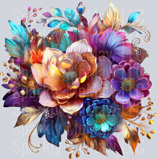 jewel tone floral clipart (140) UV DTF Decal