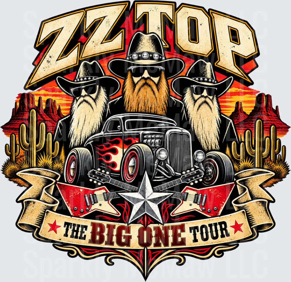 ZZ Top The Big One Tour DTF Transfer for Fabrics