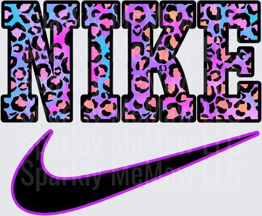 Nike Leopard Holographic Swoosh DTF Transfer for Fabrics