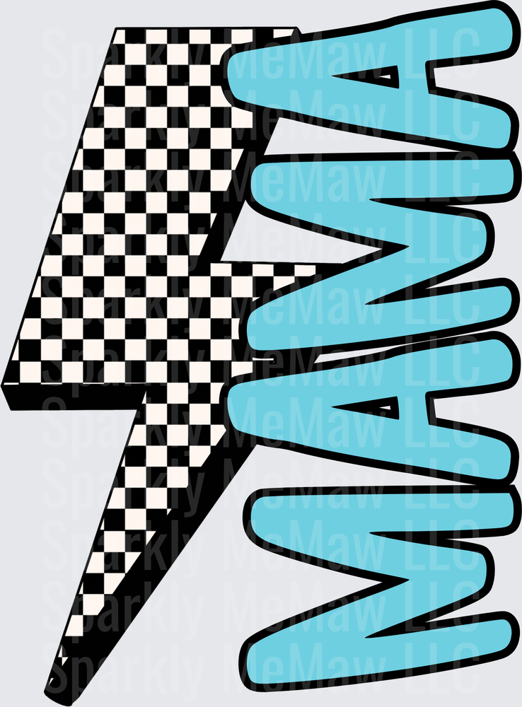 Checkered Racing Flag with Blue Speed Motion Lines UV DTF Decal