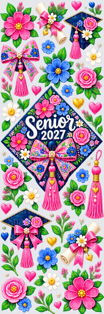 Floral Senior 2027 Graduation Cap UV DTF Pen Wrap