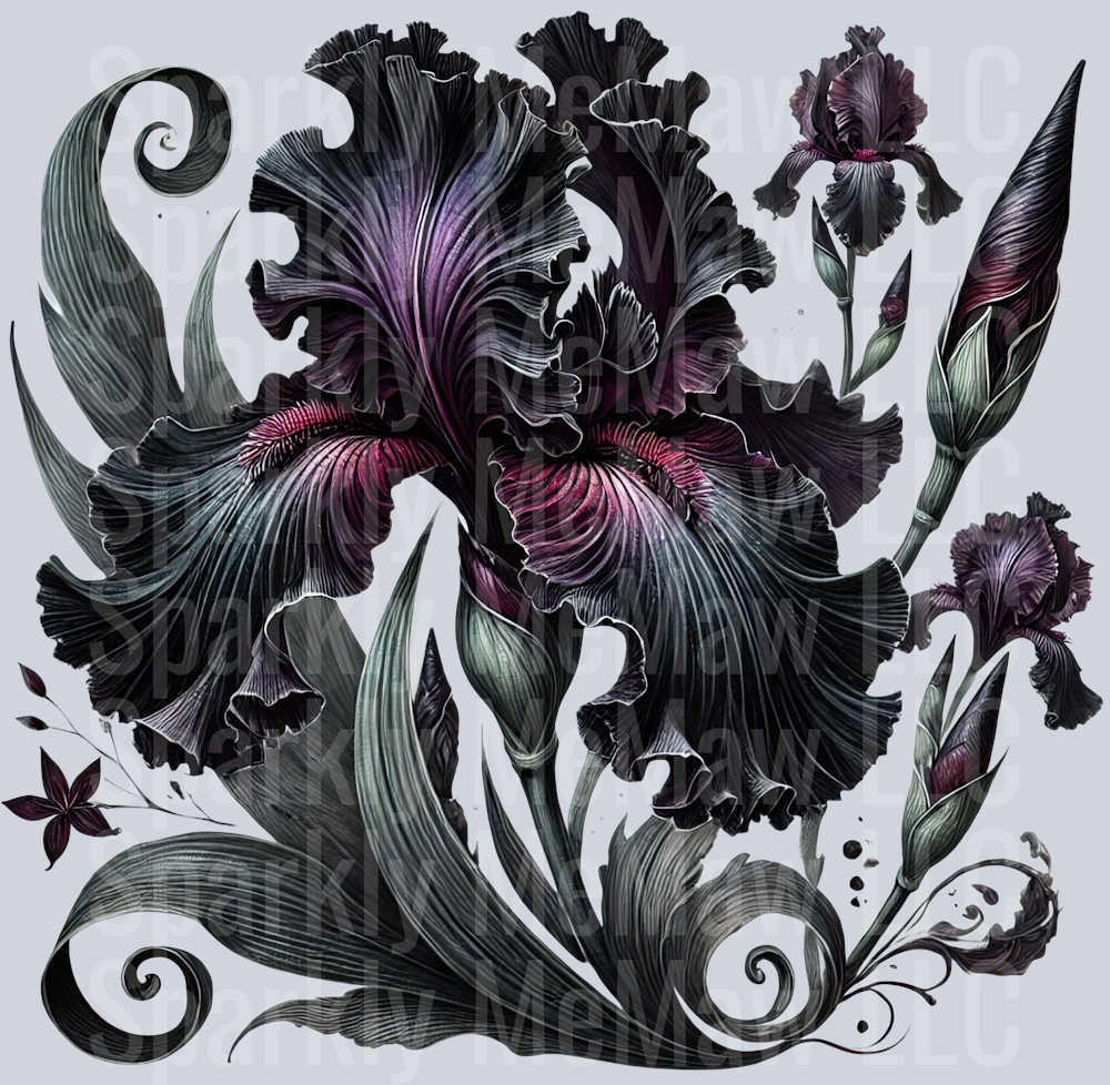 7 Gothic Flowers Clip Art UV DTF Decal