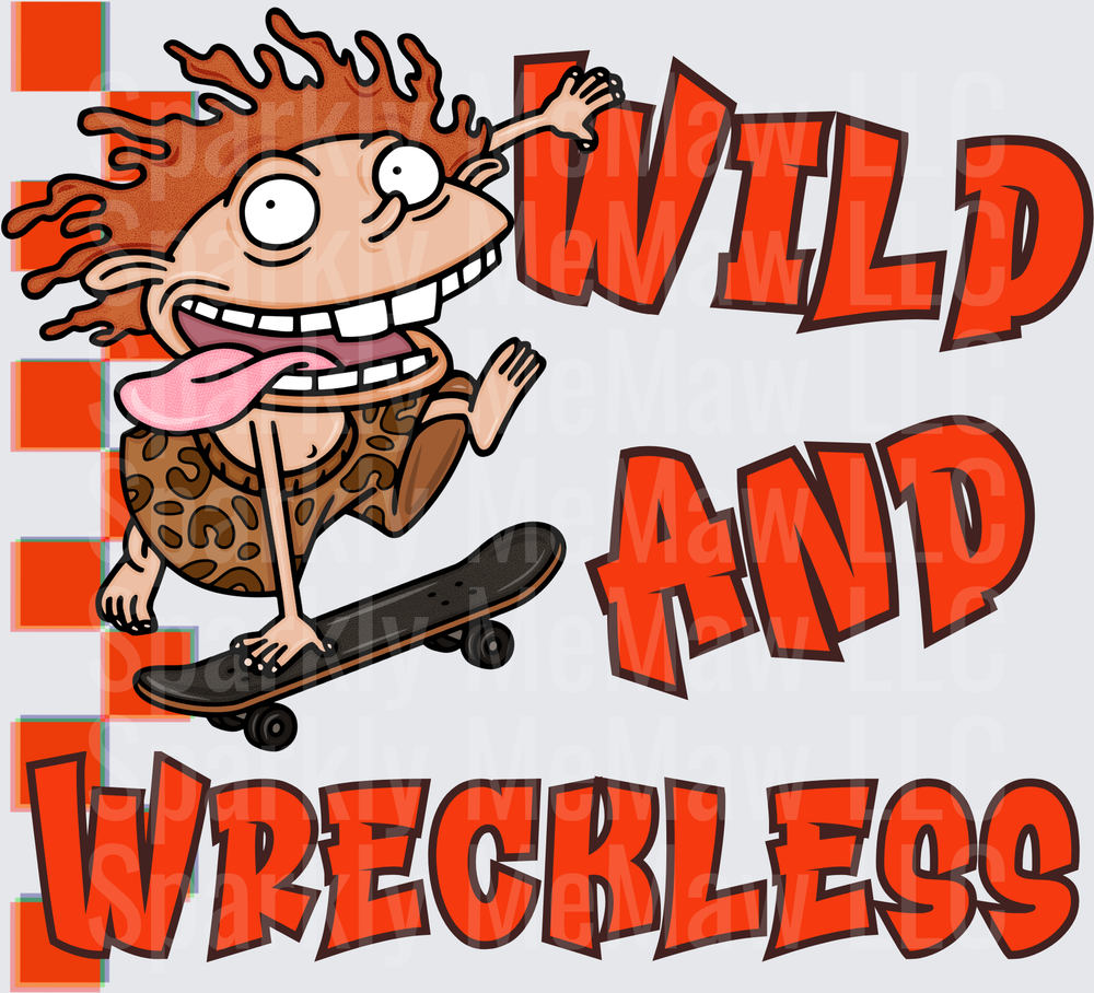 Wild and Wreckless Thornberry Skateboarding Character UV DTF Decal