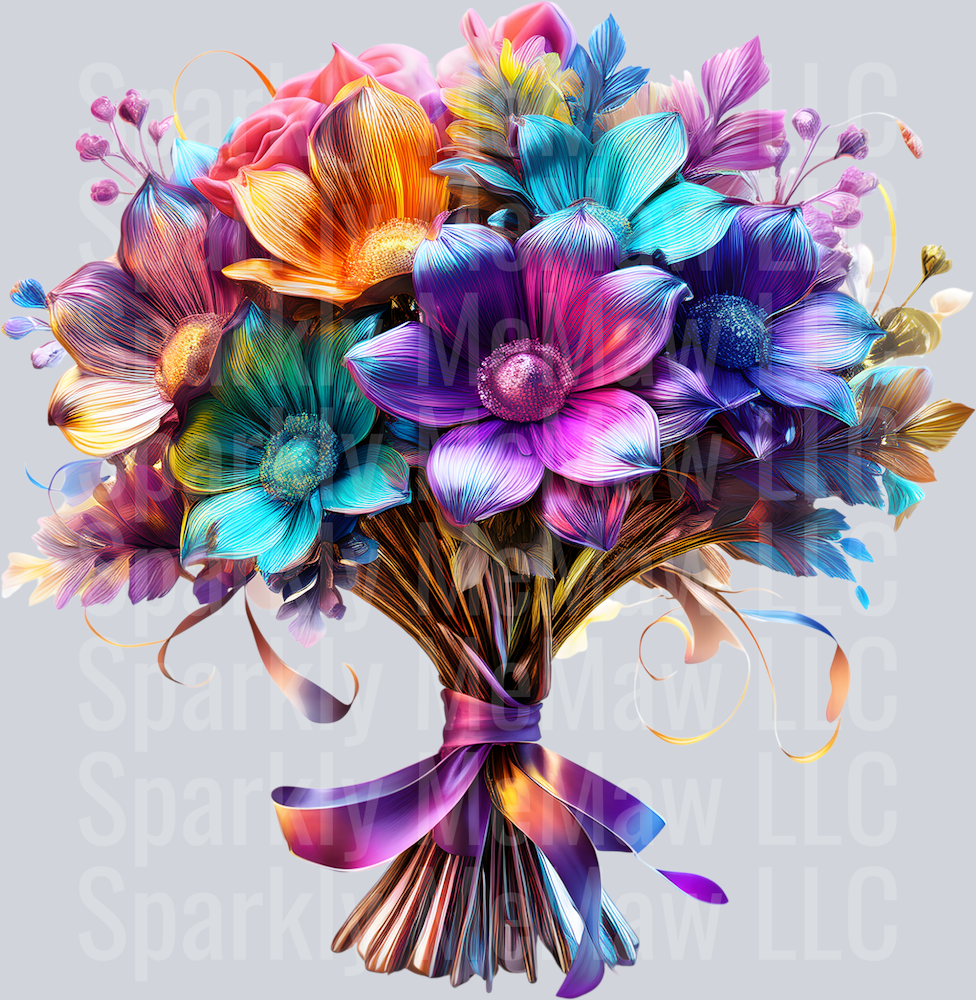 jewel tone floral clipart (115) UV DTF Decal