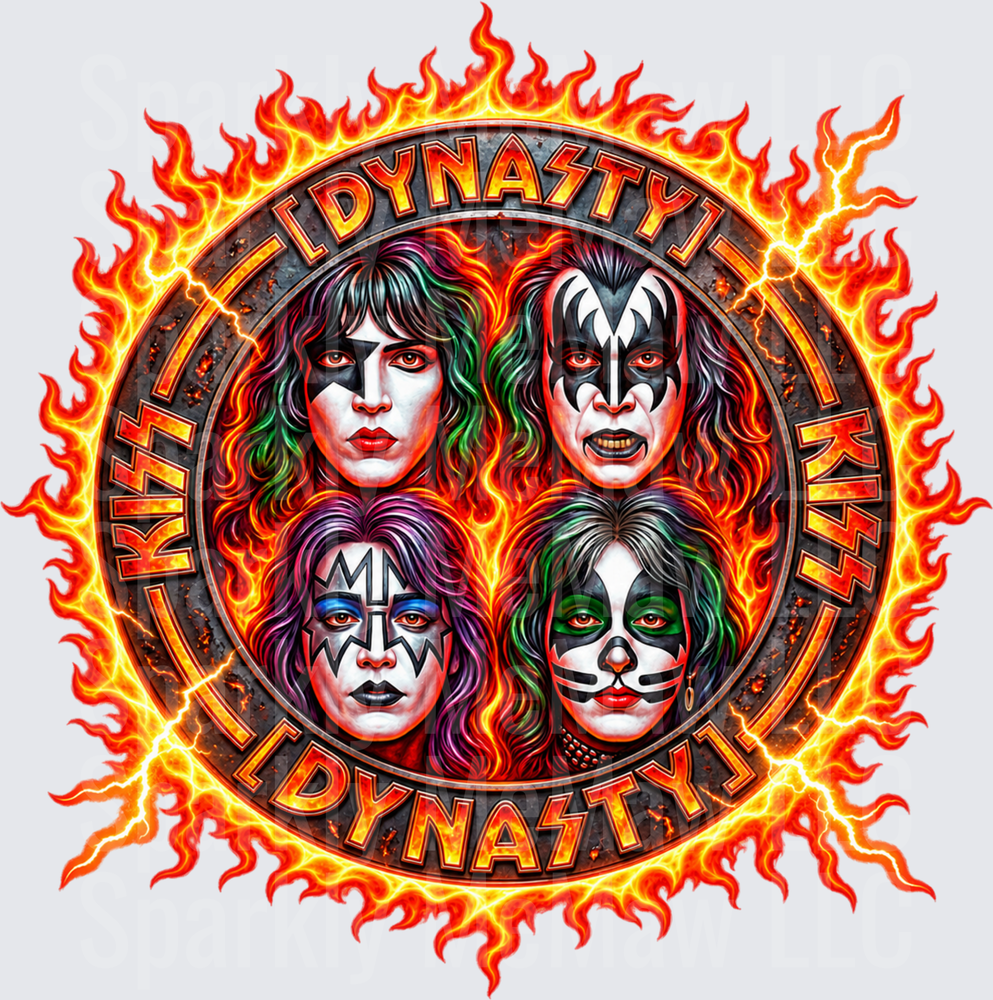 KISS Dynasty Band Flames UV DTF Decal