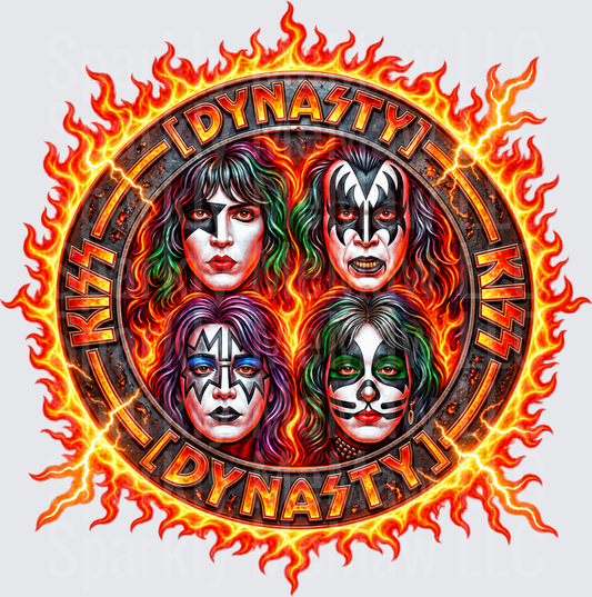 KISS Dynasty Band Flames UV DTF Decal