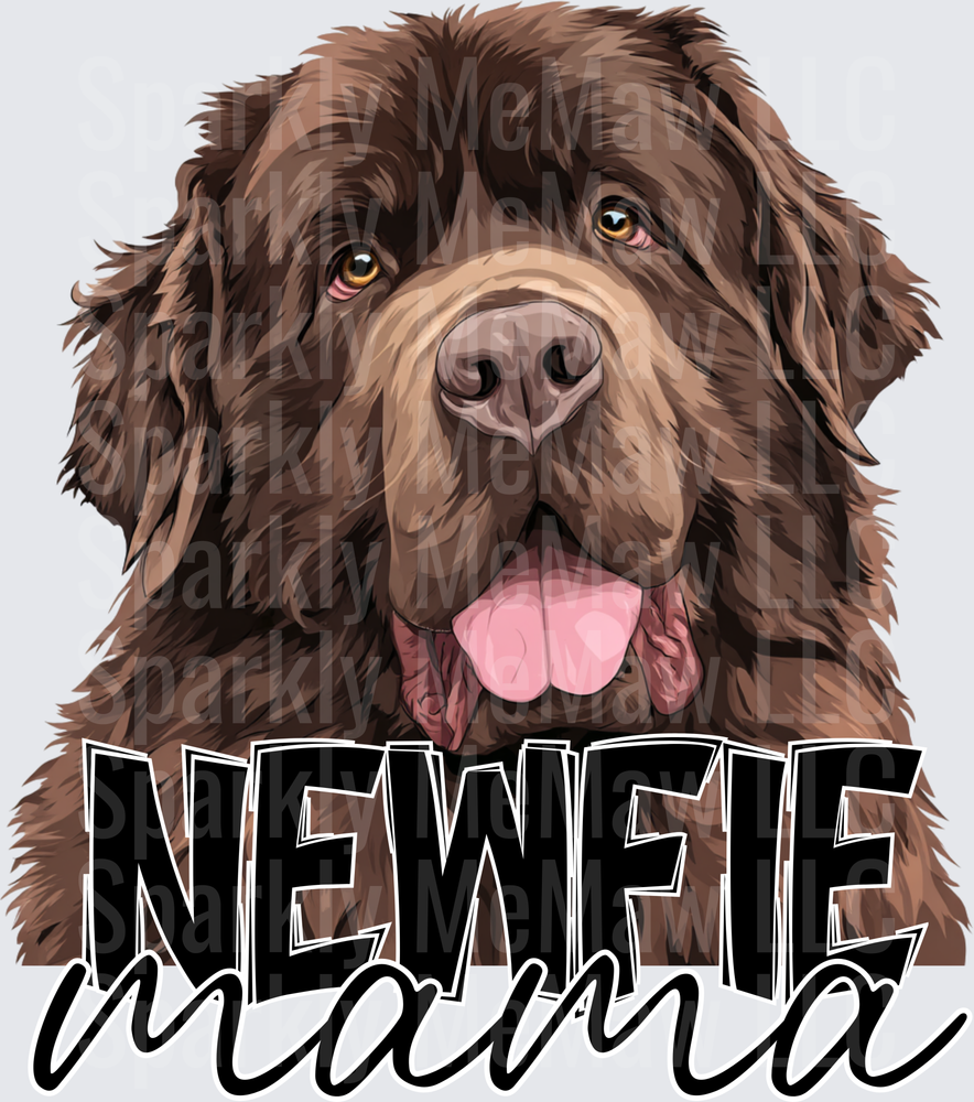 Newfie Mama Brown Newfoundland Dog Portrait UV DTF Decal