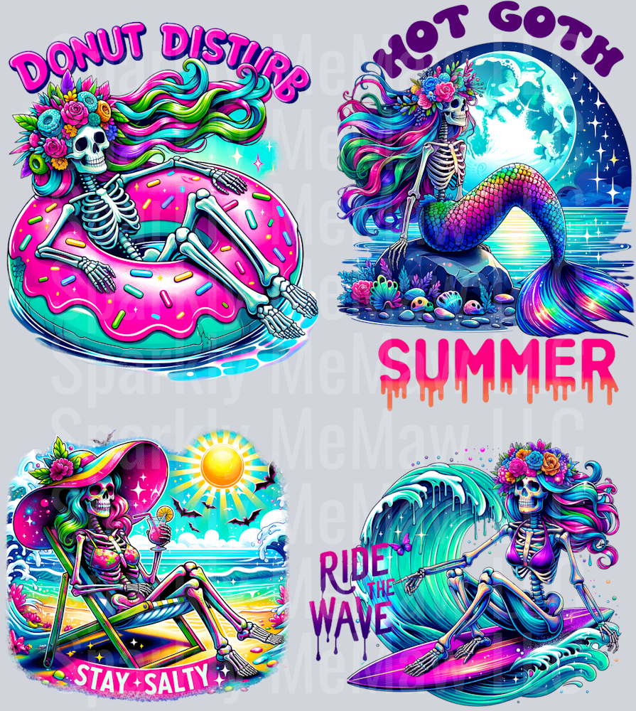 Skelington.Summer.UV DTF Element Sheet