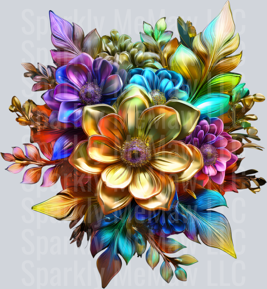 jewel tone floral clipart (66) UV DTF Decal