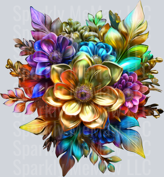 jewel tone floral clipart (66) UV DTF Decal