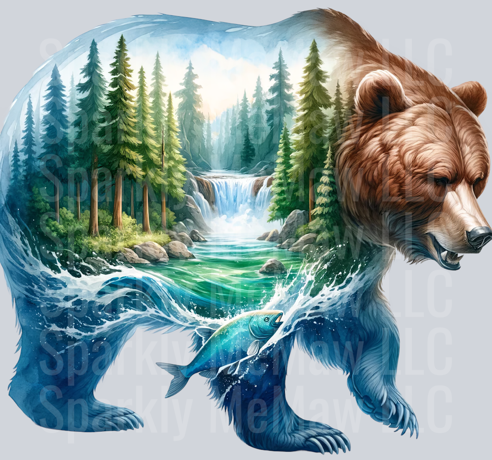 6 Landscape Bears Clip Art Decal