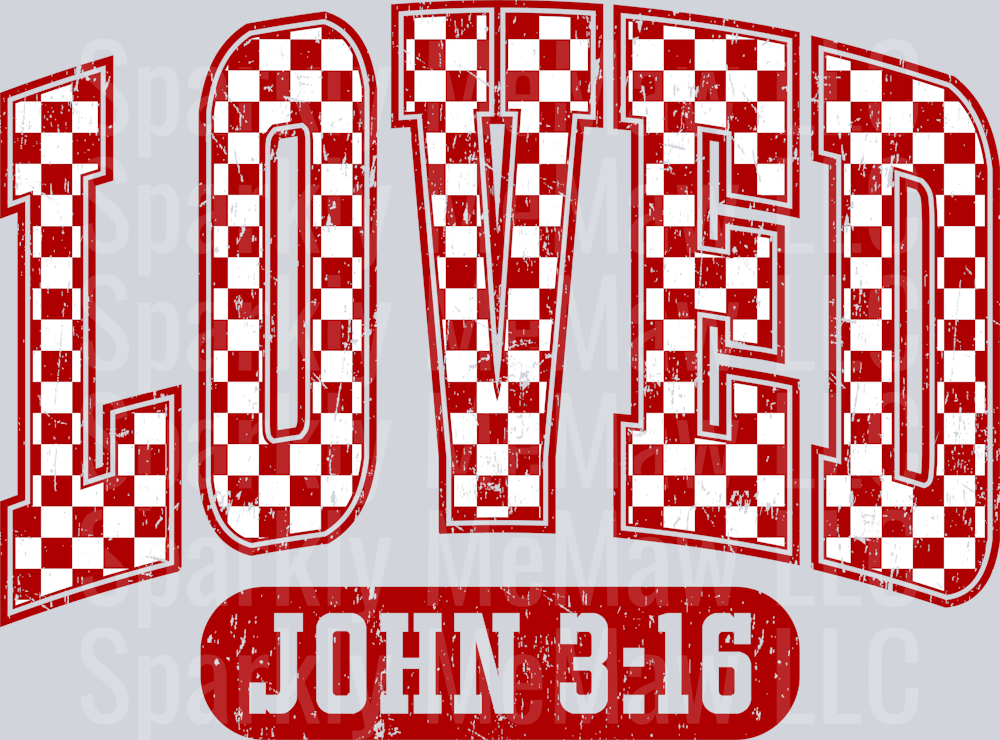 Loved John 3 16 Checkered DTF Transfer