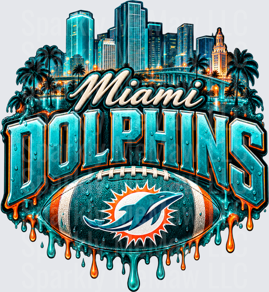 Miami Dolphins City Skyline UV DTF Decal
