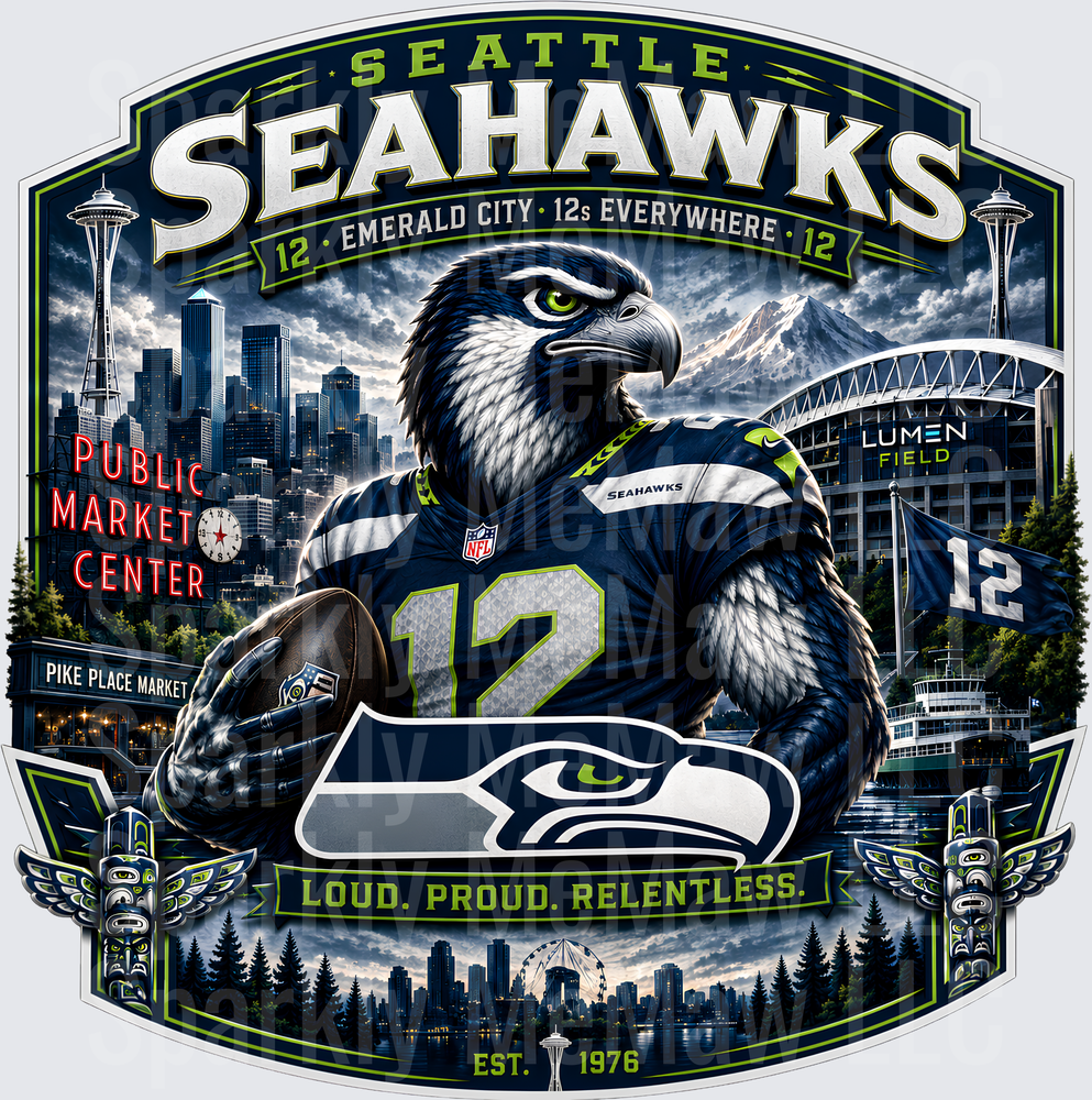 Seattle Seahawks Mascot 12s Emerald City UV DTF Decal