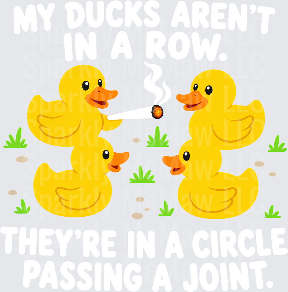 Four Yellow Ducks Gathered Together is a UV DTF Decal