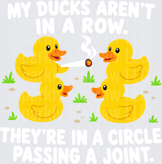 Four Yellow Ducks Gathered Together is a UV DTF Decal