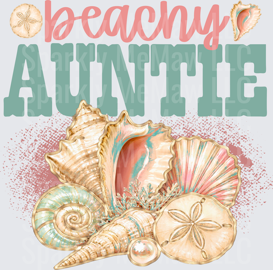 Beachy Auntie Seashell Collection with Sand Dollar and Coral - UV DTF Decal