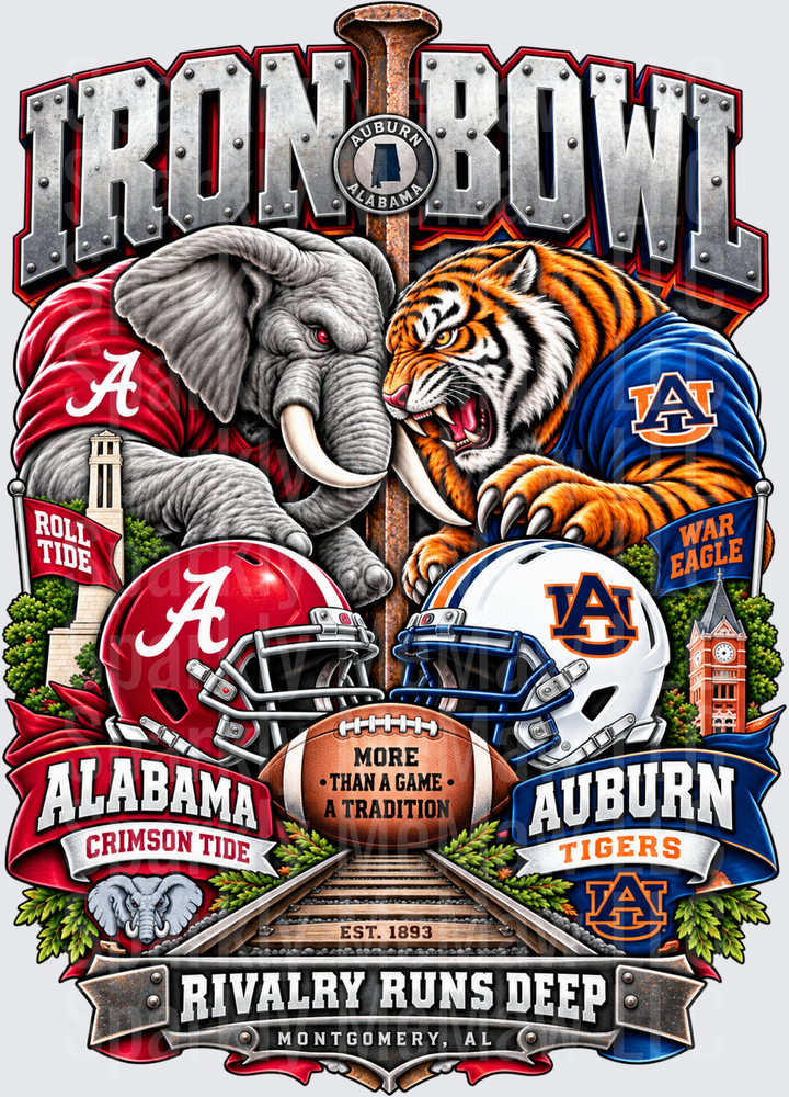 Iron Bowl Rivalry Alabama Auburn UV DTF Decal