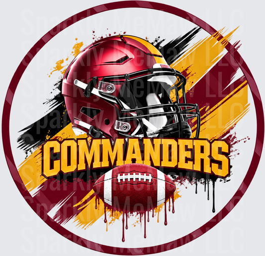 Commanders Football Helmet Grunge Circle DTF Transfer for Fabrics
