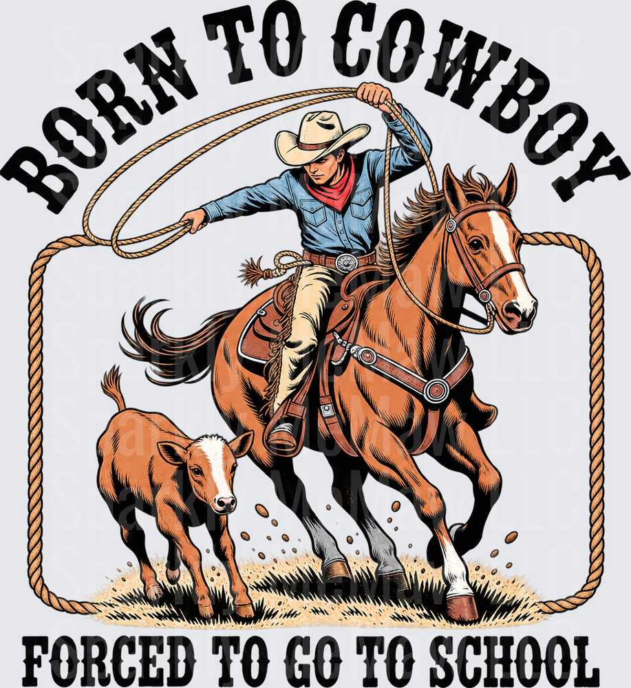 Born To Cowboy Forced School UV DTF Decal