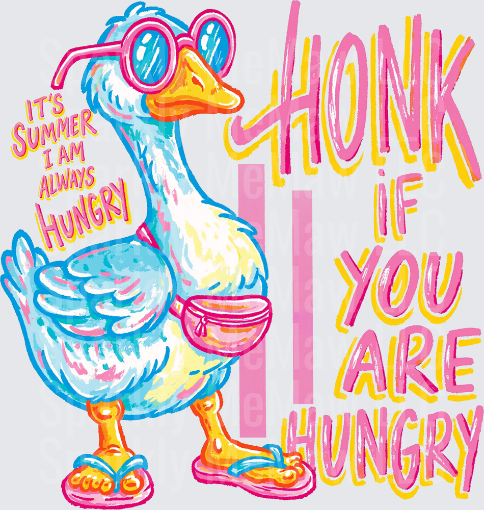 Stylish Goose Wearing Sunglasses and Fanny Pack with Summer Hungry Quote DTF Transfer