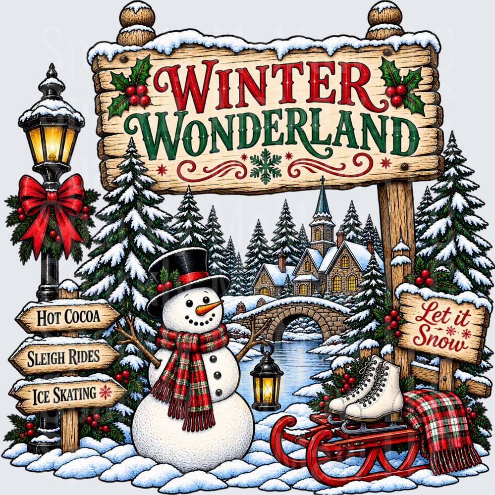 Winter Wonderland Snowman Scene UV DTF Decal