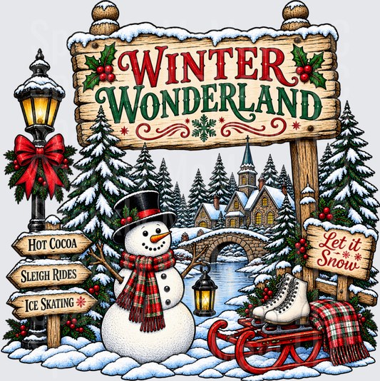 Winter Wonderland Snowman Scene UV DTF Decal
