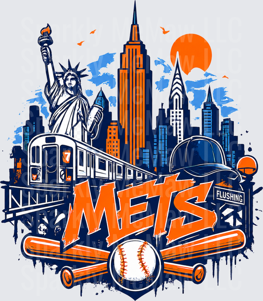New York Mets NYC Skyline UV DTF Decal
