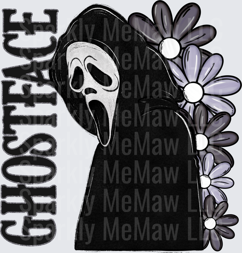 Ghostface Scream Killer with Purple Daisies Choose Peace UV DTF Decal
