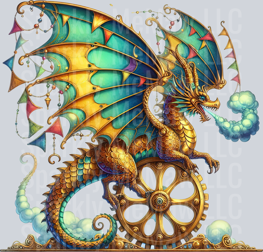 64 Steampunk Dragon UV DTF Clip Art Decal